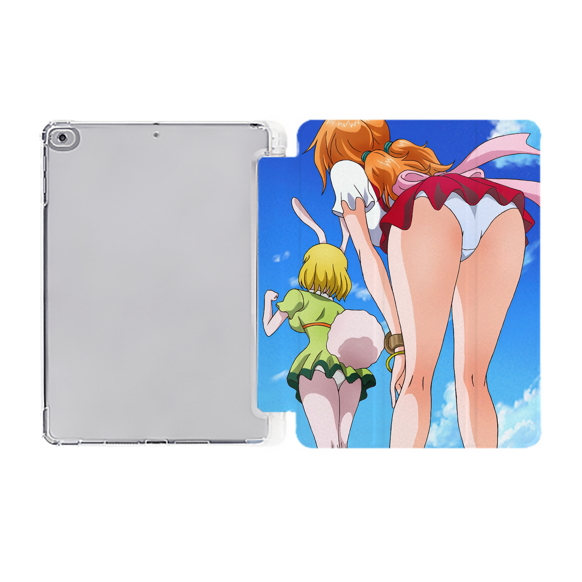 ワンピース ONE PIECE IPad ケース ペン収納付き 三つ折りスタンド PUレザー×シリコン 対応機種9.5/10.5/10.9インチ
